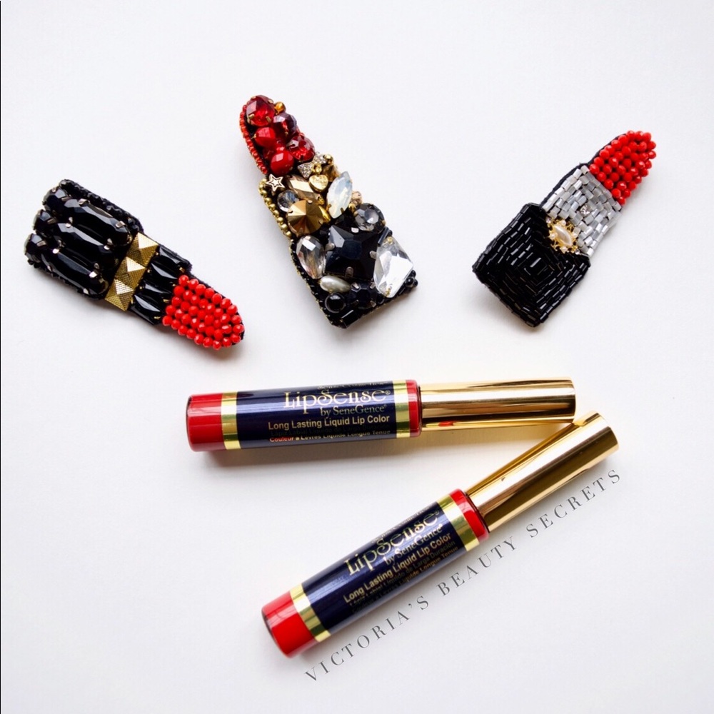 European Handmade Beaded Lipstick Broches - set of 3 - retailed over $100